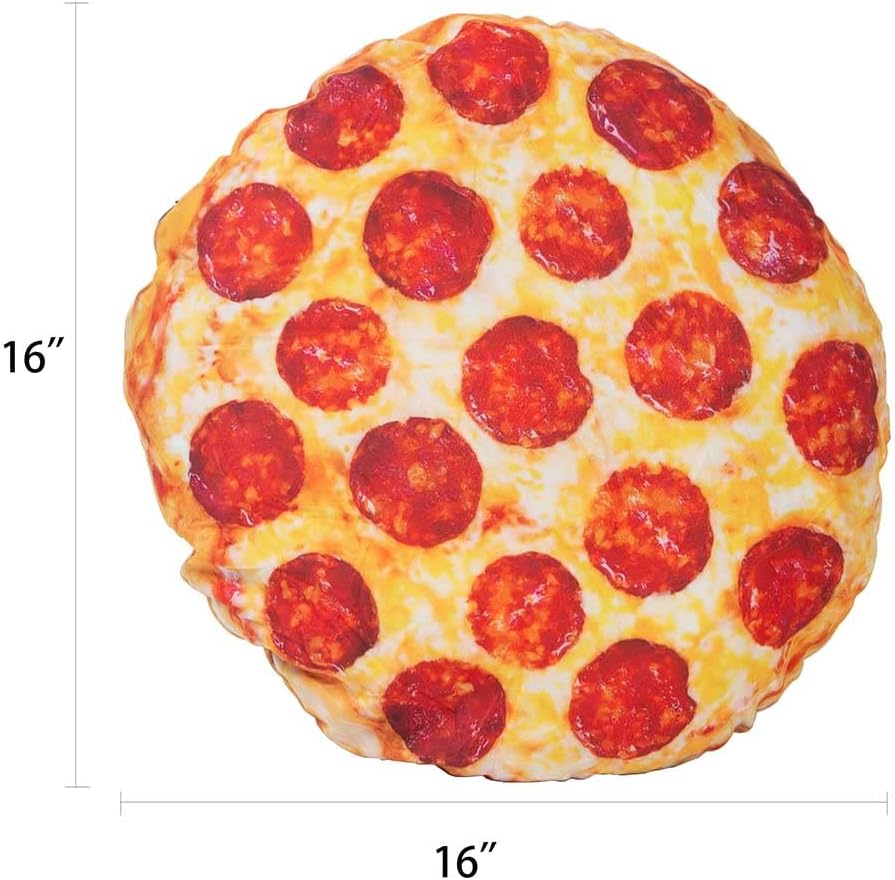 Lymhy Pizza Shaped Pillow Funny 3D Giant Round Food Plush Stuffed Pillow Novelty Throw Cushion Stuffed Animal Toy 16"