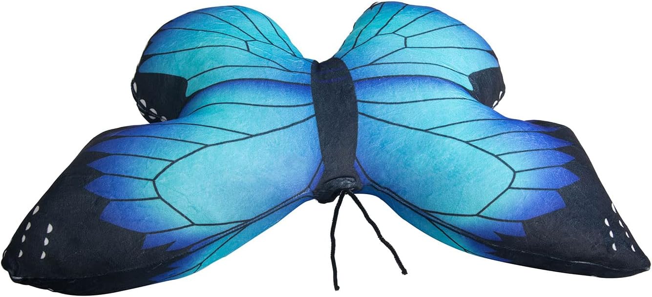 Lymhy Butterfly Plush Pillow Funny 3D Blue Giant Butterfly Shaped Plush Throw Accent Pillow Decorative Stuffed Animal Toy 23" x 18"