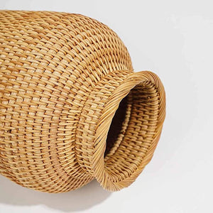 Rattan Vase Country Rustic Style Handmade Woven Plant Flower Vase Basket for Home Decor