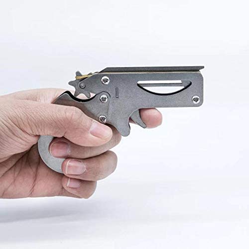 Lymhy Stainless Steel Folding Rubber Band Gun,6 Rubber Bands per Set Bursts Mini Pistols Toy