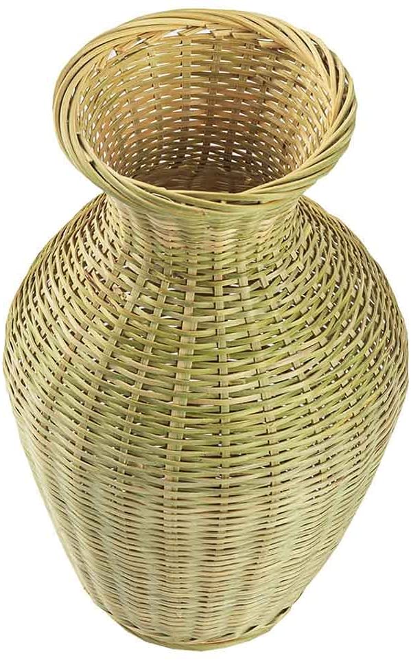 Bamboo Rattan Vases Hand Craft Wicker Woven Home Table Accessories Décor Vases Flower Aromatherapy Basket Vase Party Wedding (Natural Bamboo)