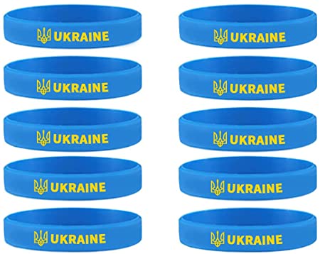 10 Pack Ukraine Rubber Bracelets Ukrainian National Flags Silicone Wristbands for Men&Women