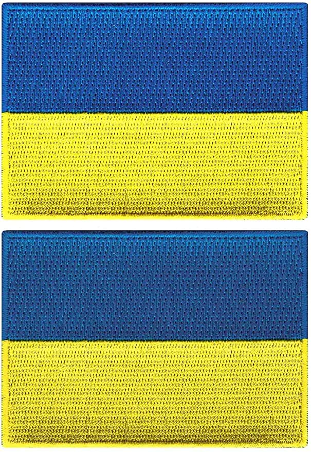 2 Pack Ukraine Flag Patch Ukrainian National Flags Embroidery Military Hook Fastener Patch for Caps Bags Vests Military Uniforms