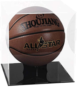 Lymhy Clear Basketball Display Case Acrylic Box Protection Cube Square Display Holder Large Memorabilia Glass Soccer Ball Stand Case Sport Souvenir