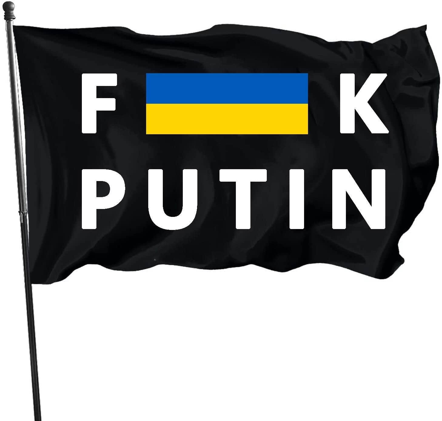 Fuck Putin Flag Stand with Ukraine Ukrainian Polyester with Brass Grommets Anti Fade Vivid Outdoor Flag