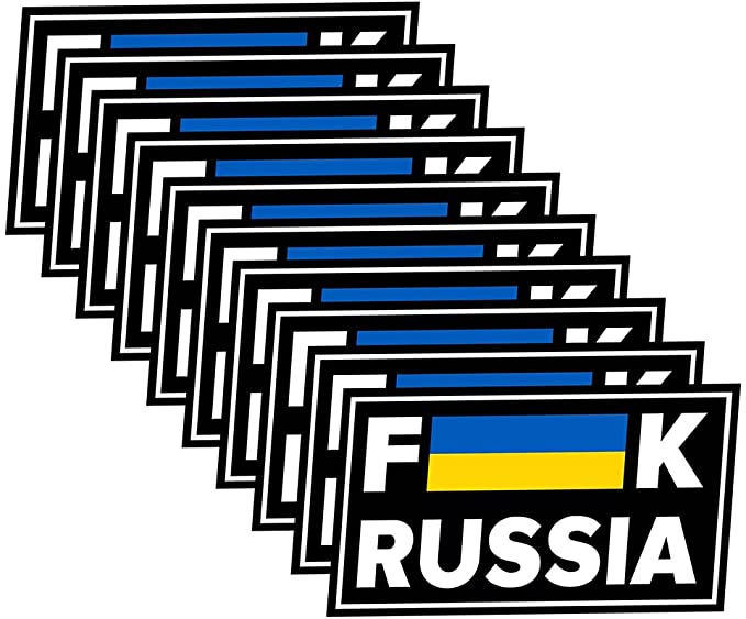 10 Pack Fuck Russia Stickers American Flag Fuck Putin Stand with Ukraine Decals Funny Car Bumper Laptop Window Vinyl Waterproof Decal