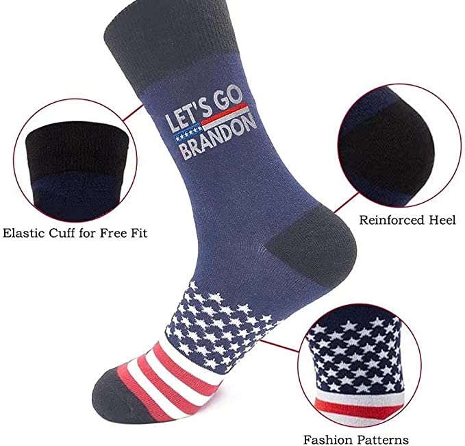 Let's Go Brandon Socks Funny FJB Joe Biden Socks American Flag Socks President Trump Socks For Patriotic Gift