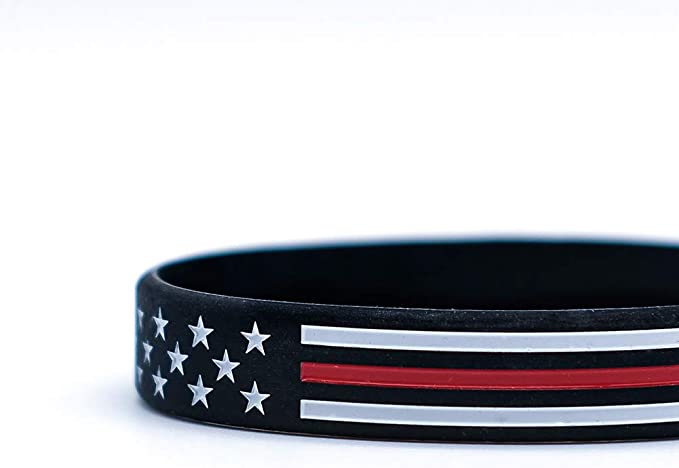 Lymhy 12 Pack American Flag Bracelet, Thin Red Line Rubber Wristbands USA Silicone Bracelet Patriot Gift