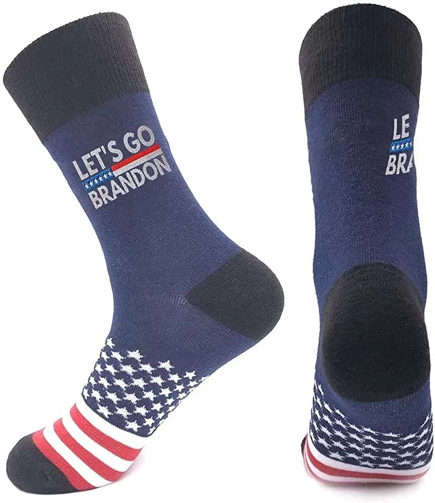 ZIGFRUIT Let's Go Brandon Socks Funny FJB Joe Biden Socks American Flag Socks President Trump Socks For Patriotic Gift