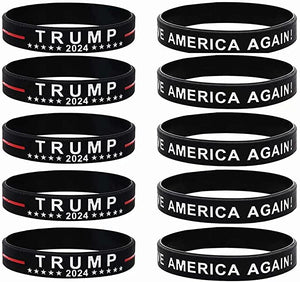 10 Pack Trump 2024 Save America Again Bracelets Donald Trump Wristband MAGA Patriots Gifts