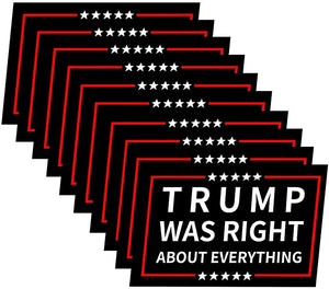 10 Pack Trump was Right About Everything Sticker Support Donald Trump Stickers Laptop Bumper Decal Window Waterproof Car Stickers